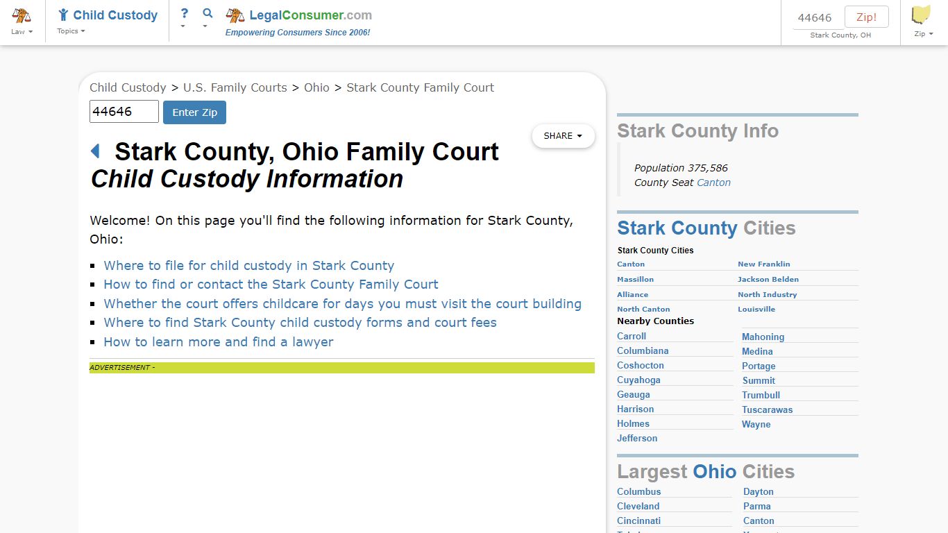 Stark County Family Court -- Child Custody Info - LegalConsumer.com